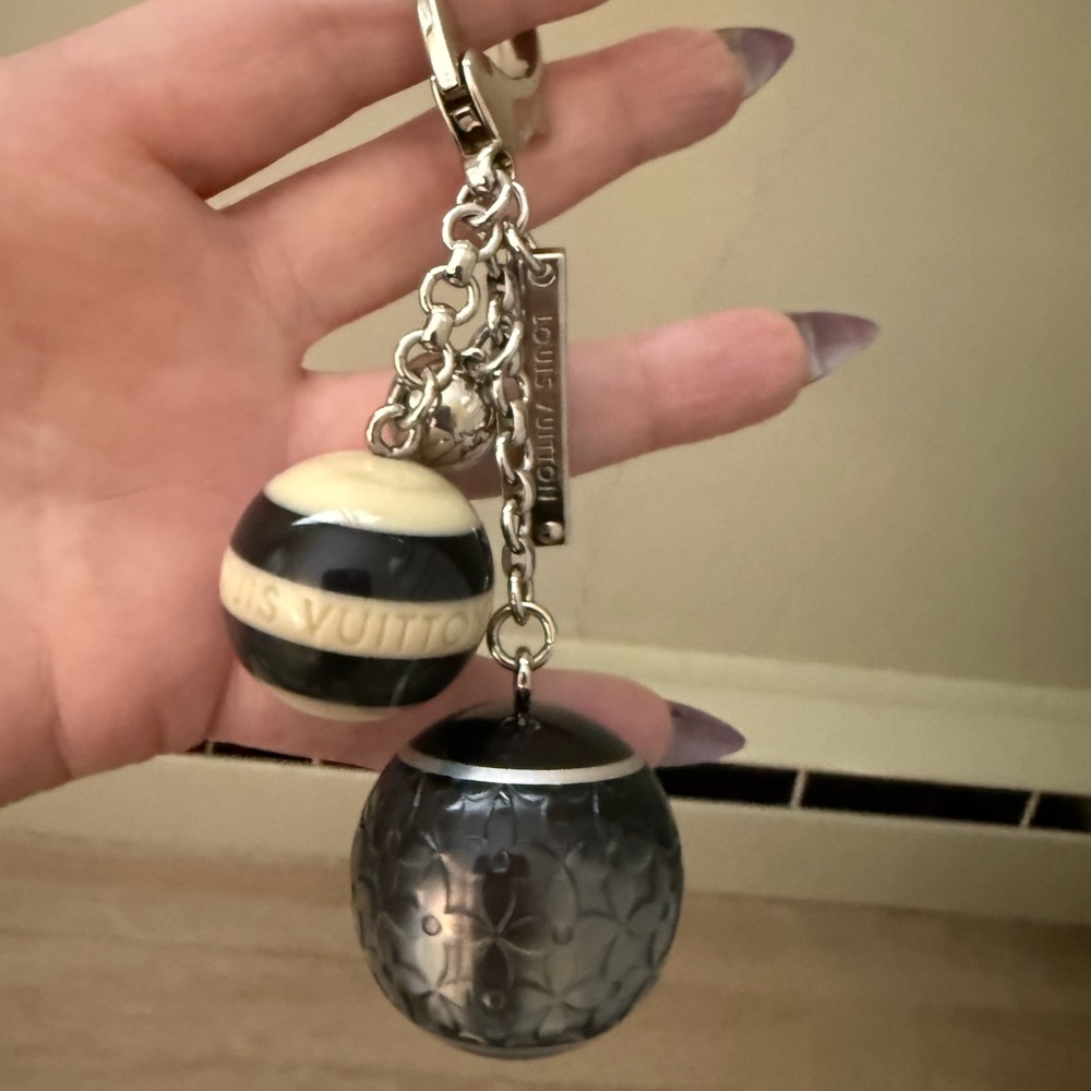 Louis Vuitton Black and Cream Dual Sphere Bag Charm